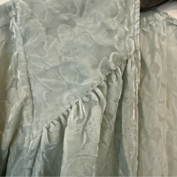 NWOT The Muses Lounge Cardigan Size Small Sage Green Velvet Burnout Long Sleeve - Picture 5 of 10